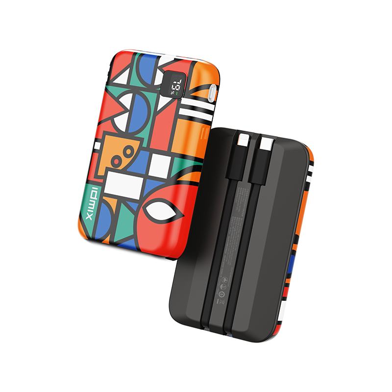 idmix双自带线PD快充移动电源~10000mAh P10CI PRO潮牌艺术款几何色彩