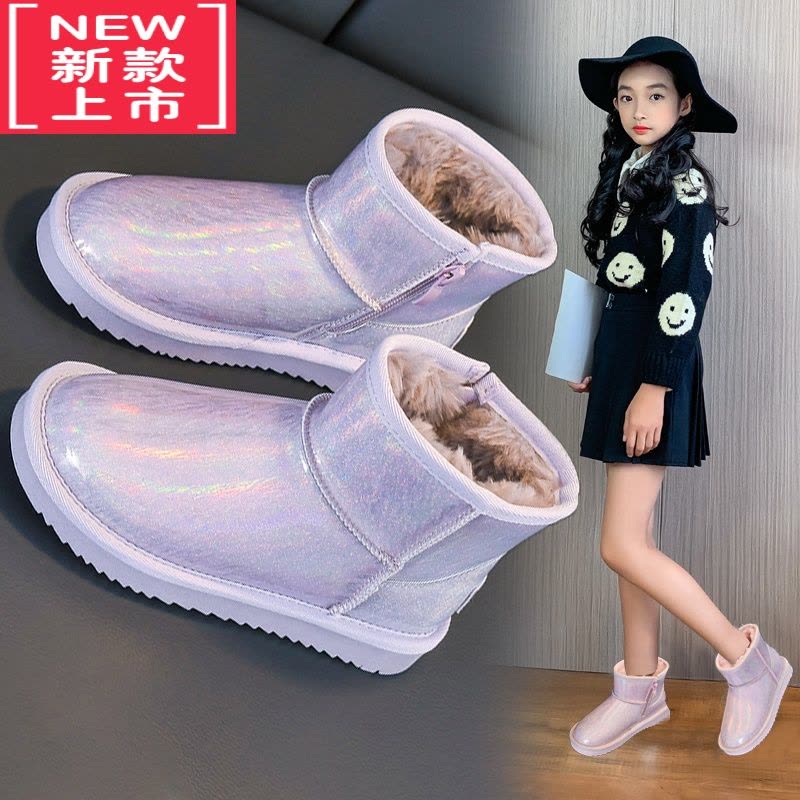 可莉允女童雪地靴2022年新款秋冬季儿童棉鞋加绒加厚女童短靴防水中大童图片