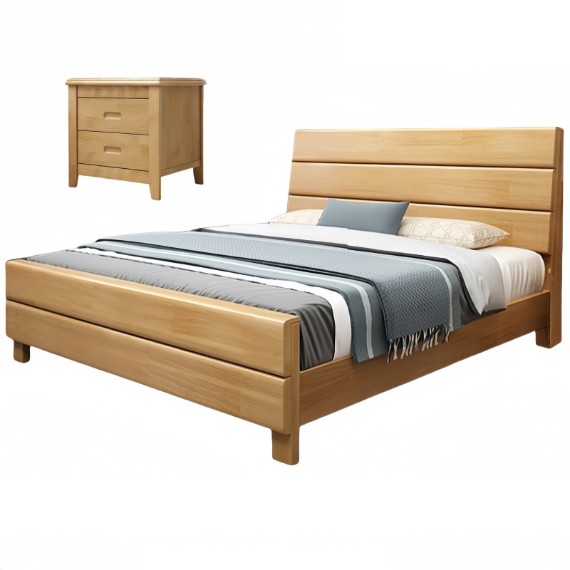 豫龙都 实木床+床头柜 1.2m套高清大图