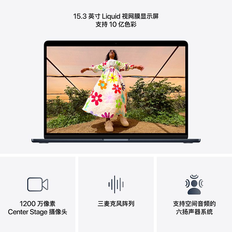 Apple 26款 MacBook Air 15英寸 M5 10+10核 24GB 1TB 午夜色 笔记本电脑高清大图