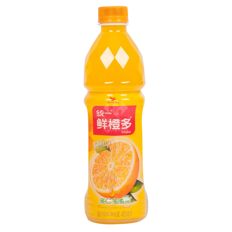 统一gs鲜橙多450ml15不含果肉箱装