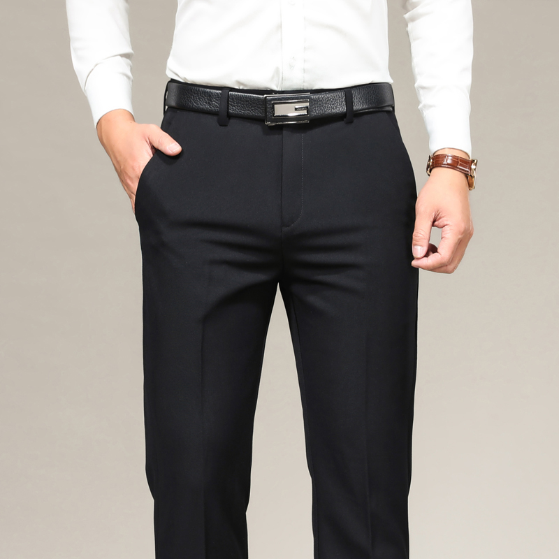 金盾kindon夏季薄款天丝中年西裤男直筒长裤子免烫西装裤宽松商务正装