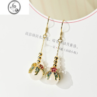 JiMi和田玉耳坠2022新款气质款925银银圆绣球耳环女长款轻奢玉石耳饰