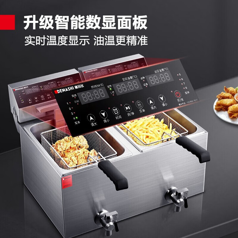 德玛仕 L-171P 电炸炉电子控温 4个记忆菜单油炸锅家用炸鸡薯条油条炸串 单缸17L高清大图
