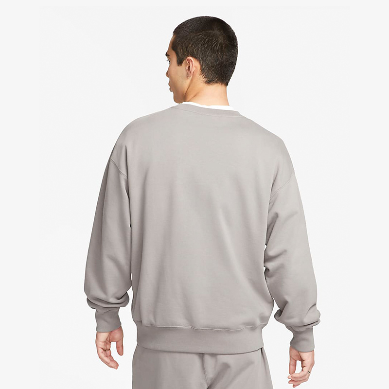 Nike Solo Swoosh 纯色Logo标识宽松圆领长袖卫衣 男款 青灰色 DX0812-029