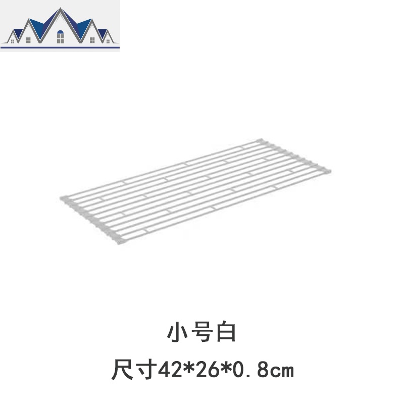 厨房省空间日式可折叠水碗架盘架沥水架碗筷碟收纳架_530 【小号】【白色】水槽卷帘沥水架