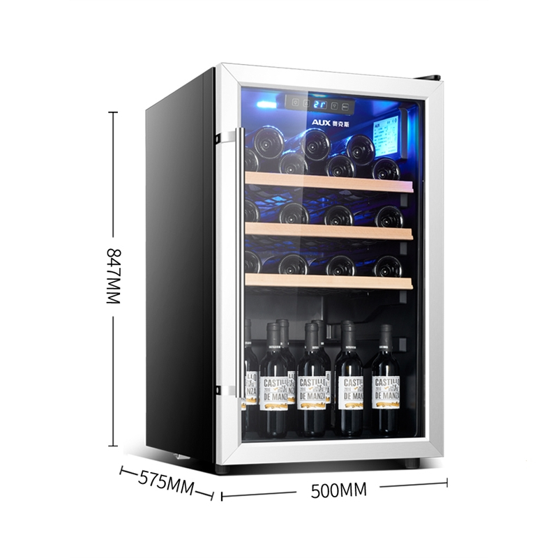 (AUX)奥克斯小冰箱单门50升冰吧冷藏微冷冻家用小型办公室租房酒柜蔬菜水果保鲜柜_黑色-116升冷藏蓝灯冰吧