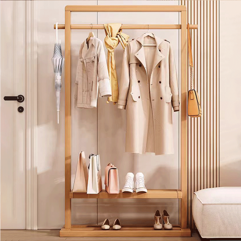 企来实木晾衣架衣帽架 320*650*1800mm 个高清大图