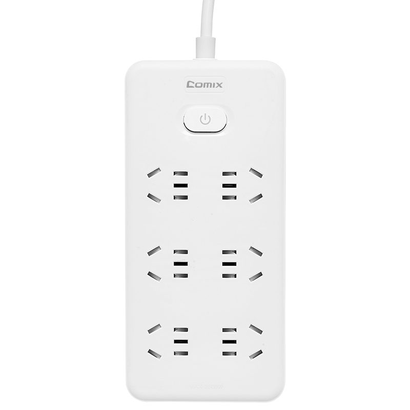 齐心 PCP-WZ6105 延长线插座 6位30孔 总控全长10.0米 白