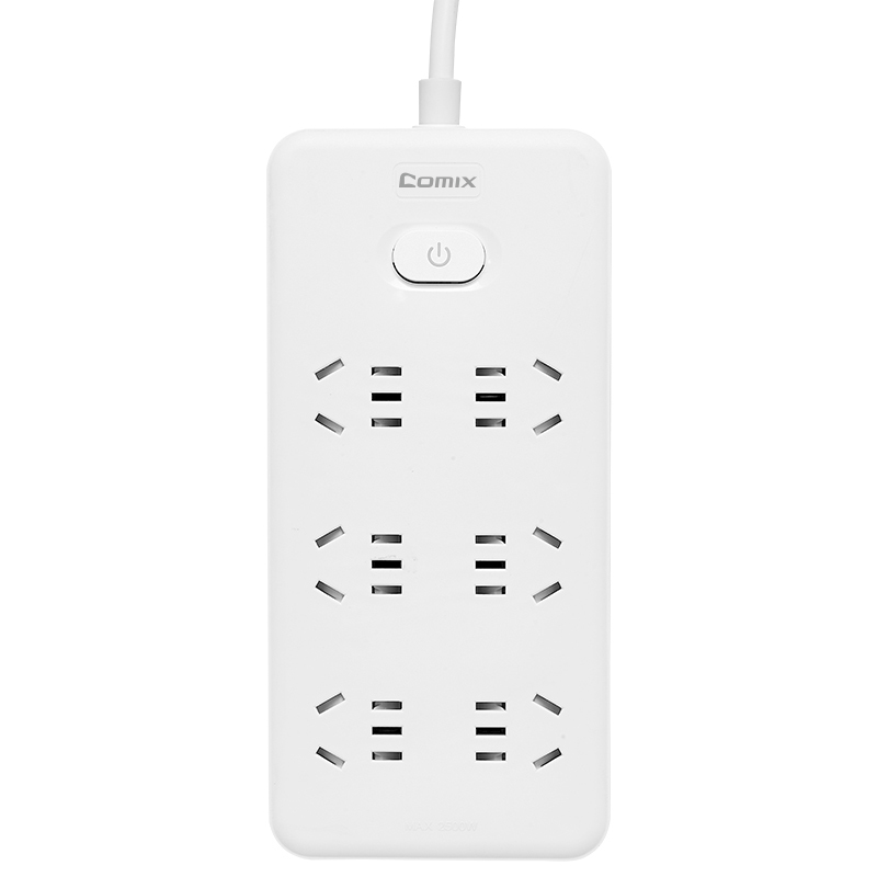齐心 PCP-WZ6105 延长线插座 6位30孔 总控全长10.0米 白