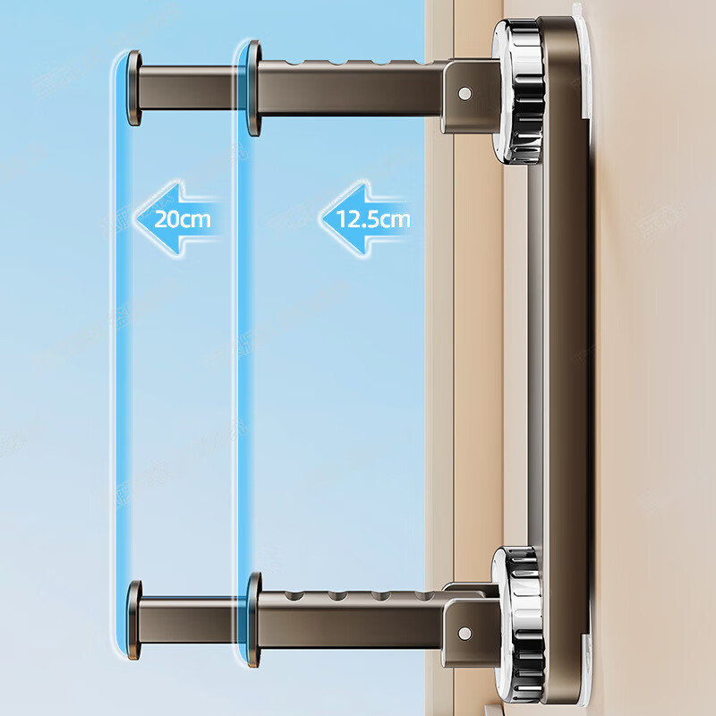 丽佳邦强力吸盘挂杆免打孔收纳架枪灰双伸缩杆23CM高清大图