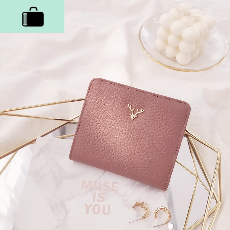 真皮钱包女短款2020新款可爱日系少女心ins小巧超薄简约小零钱包NEWLAKE 熏衣紫头层牛皮
