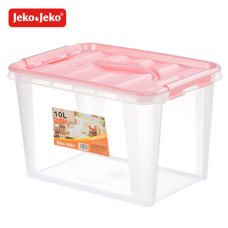 JEKO&JEKO 塑料桌面小号透明收纳箱10L玩具收纳盒零食整理箱手提储物箱 SWB-515