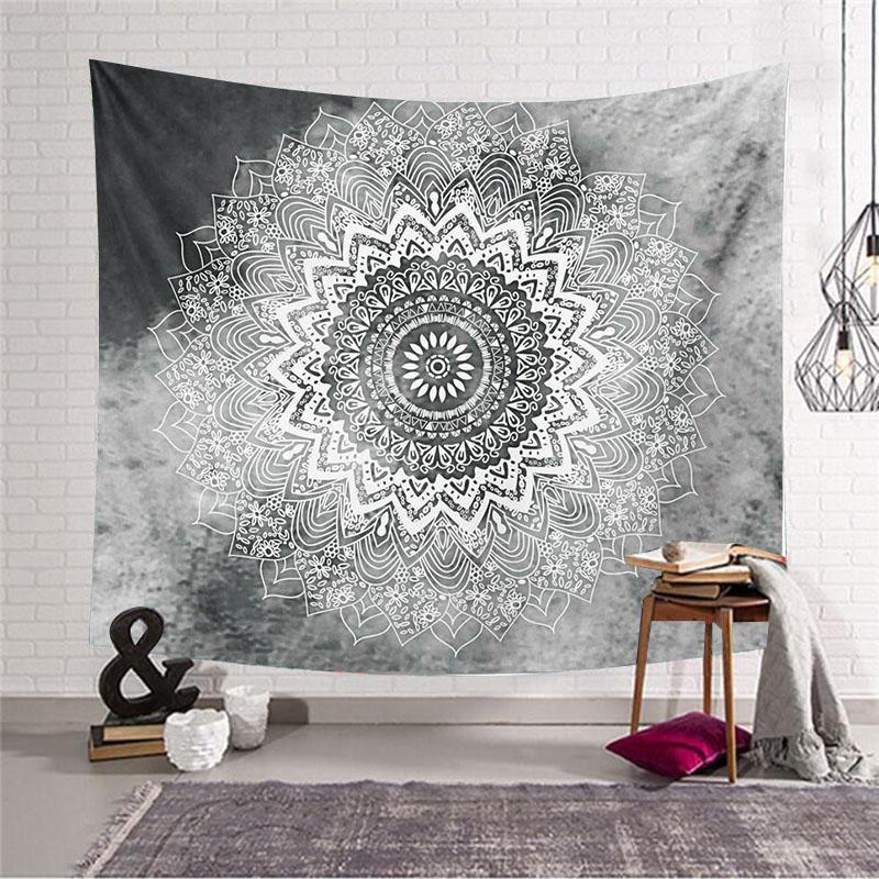 美帮汇曼陀罗印度波西米亚床头挂布墙壁装饰挂毯瑜伽壁毯隔断帘 图一150*200(送星灯+粘钩)高清大图