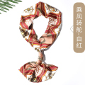 丝巾女小长条百搭春秋长款小领巾细窄搭西装丝巾包包绑带窄巾 乘风转舵-白红