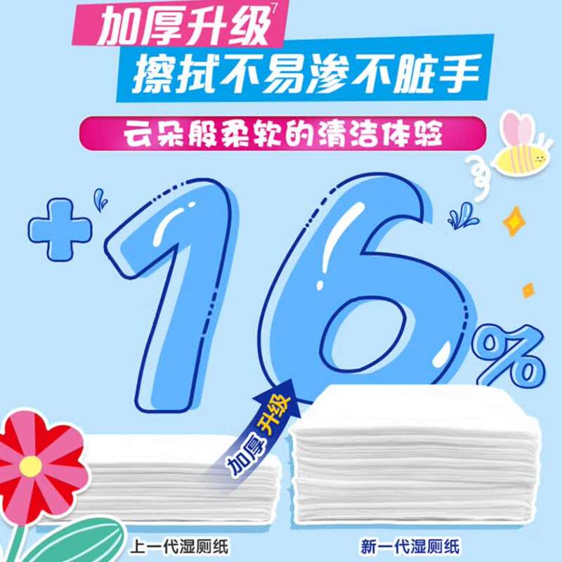 维达(Vinda)湿厕纸 温和家用便携卫生湿巾加大加厚 40片*1包 AZ-VW3410-1B高清大图