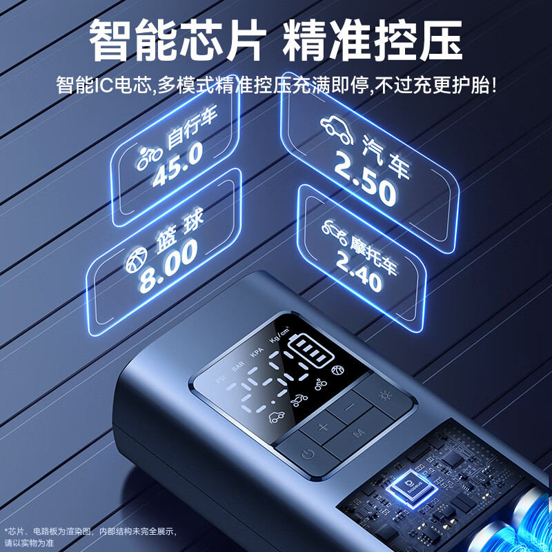 倍思(BASEUS) 超迷你Pro 无线车载充气泵 星曜黑 便携充气宝高清大图