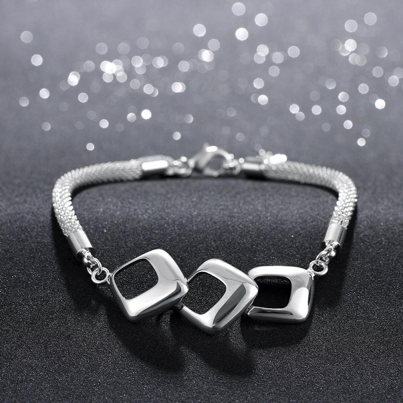 H359Fashion Bracelet 时尚三棱形手链欧美外贸镀925纯银女首饰送女朋友七夕情人节礼物