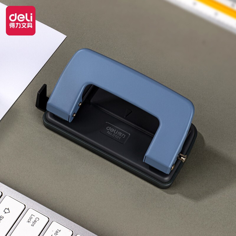 得力0101手动打孔机 双孔 A4 圆孔文具 可打10张(蓝色)