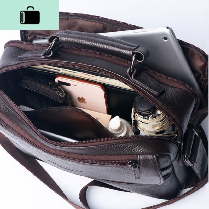 牛皮单肩包男士皮商务背包休闲斜挎包大容量IPAD包手提男包NEW LAKE男士手提包图片