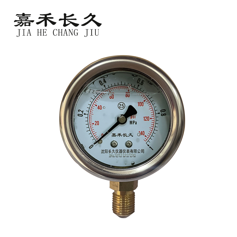 嘉禾长久 耐震压力表 YTN50 0-1.0Mpa 块