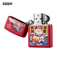 zippo芝宝打火机正版可爱猫哑漆系列个性zippo打火机233红哑漆
