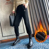艳如飞2020秋冬季新款加绒运动裤女宽松束脚卫裤长裤灰色加厚休闲哈伦裤休闲裤