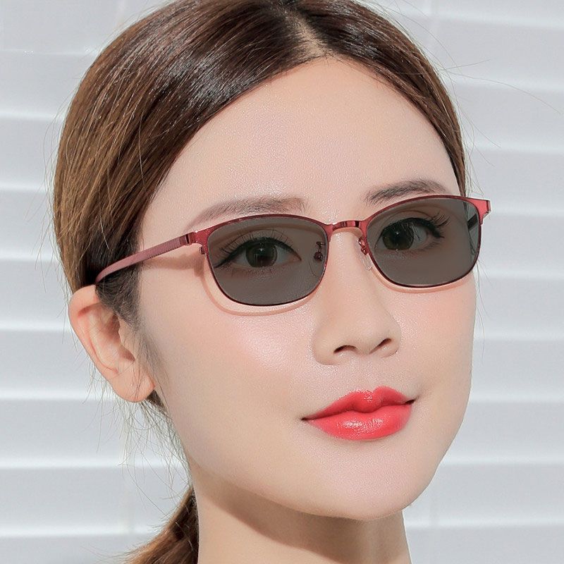 手机电脑感光变色看护目镜平光镜可配眼镜女防辐射眼镜近视眼镜|新款1-黑色镜框-变灰镜片 高清近视镜片[左右眼各175度]