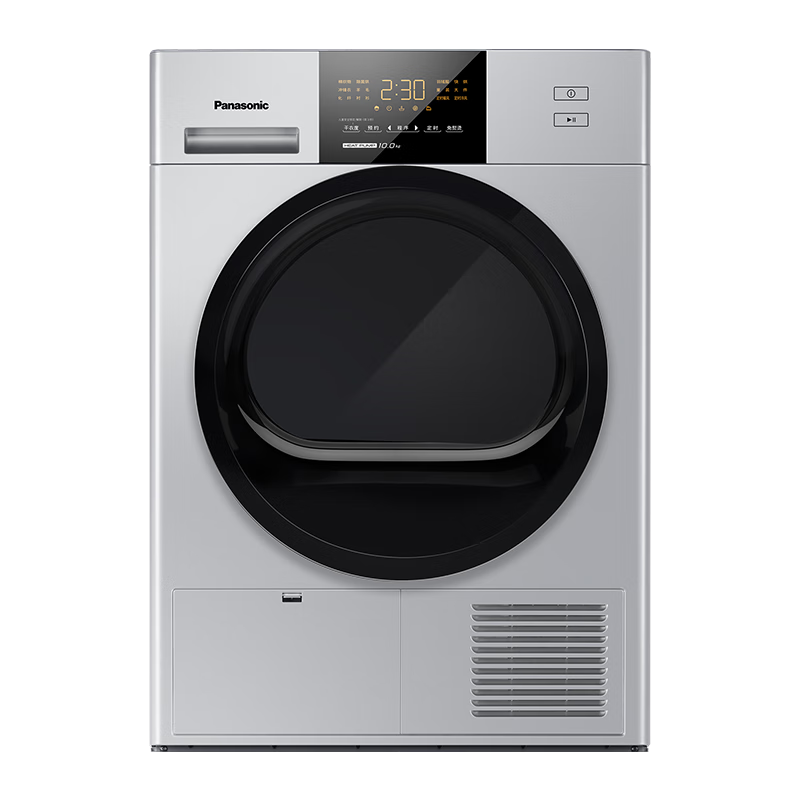 松下10公斤 NH-EH10S 大容量家用智能热泵烘干机 干衣机 除菌除螨 大物烘防缠绕 多重线屑收集 三档干衣 银色高清大图