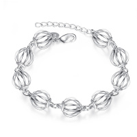 H357Fashion Bracelet 时尚镂空球手链欧美外贸镀925纯银银女首饰送女朋友七夕情人节礼物