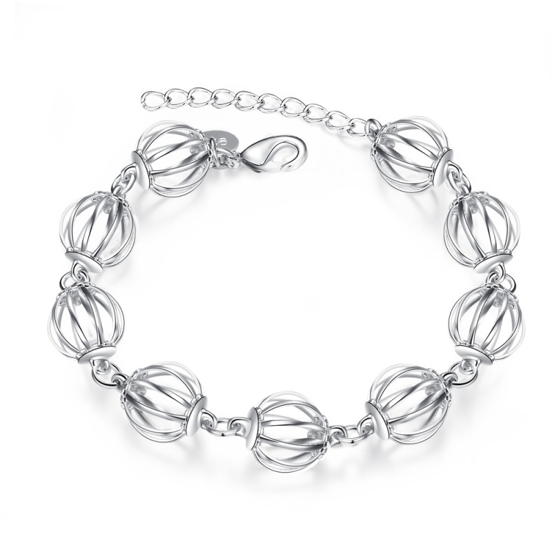 H357Fashion Bracelet 时尚镂空球手链欧美外贸镀925纯银银女首饰送女朋友七夕情人节礼物