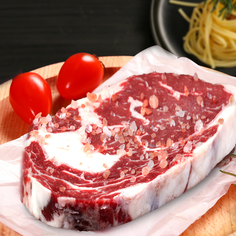 暖男厨房 安格斯谷饲西冷牛排1000g [赠安佳黄油+黑椒汁+海盐]非拼接 真原切牛排