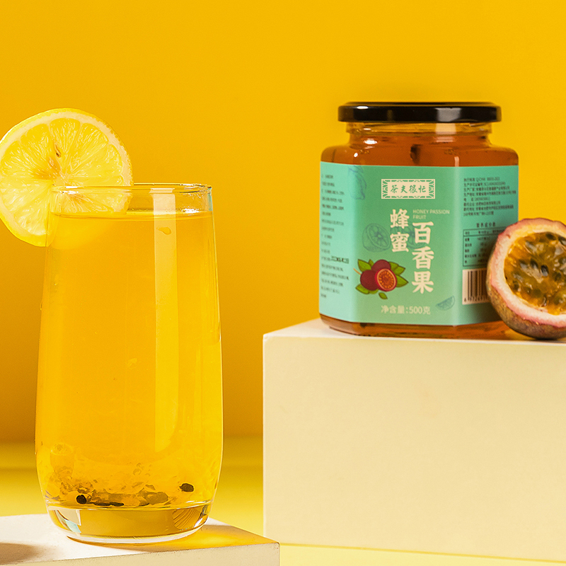 500g蜂蜜百香果蜂蜜柚子蓝莓奇亚籽水果茶果酱早餐面