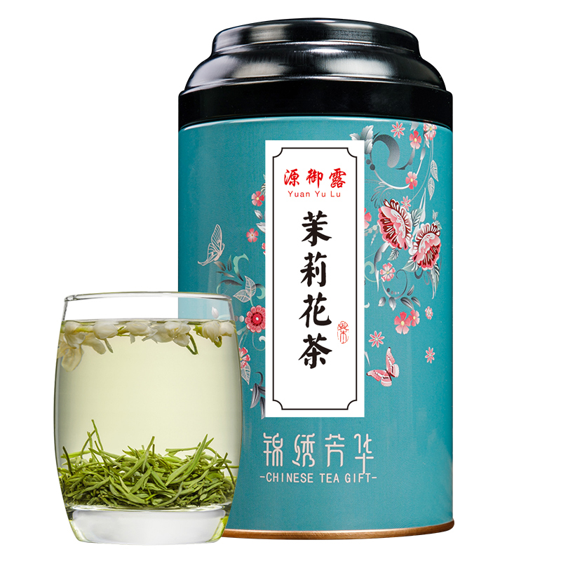源御露(Yuan Yu Lu)茉莉花茶 浓香型新茶一级罐装茉莉花茶叶罐装芳华小蓝两罐共250g高清大图