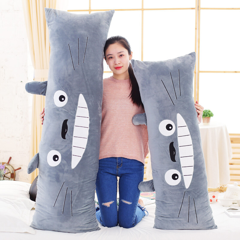 超大号龙猫枕头抱枕长方形毛绒靠枕长枕卡通情侣睡觉双人枕可拆洗