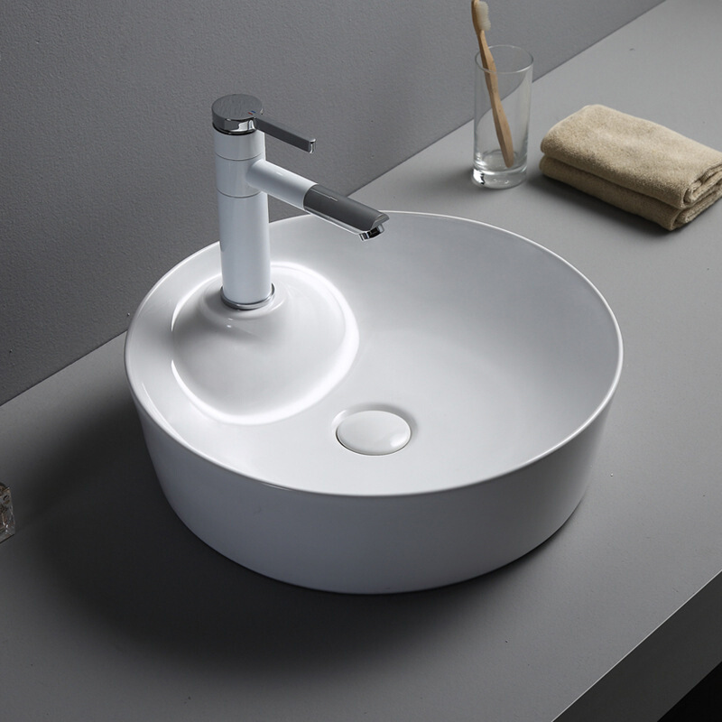 卫浴厂家批陶瓷洗脸盆洗手盆圆形台上盆艺术盆大酒店工程洗漱池t圆盆