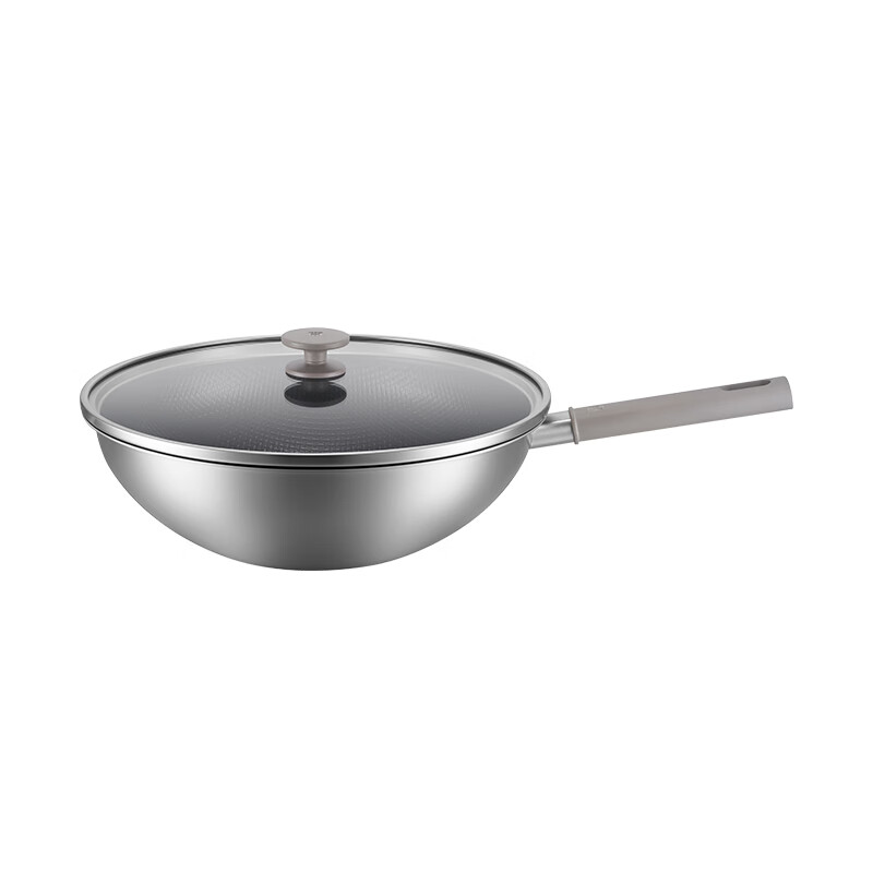 双立人(ZWILLING)不锈钢纯钛超轻炒菜锅不粘锅家用燃气灶可用SILVER Ti II 30cm高清大图