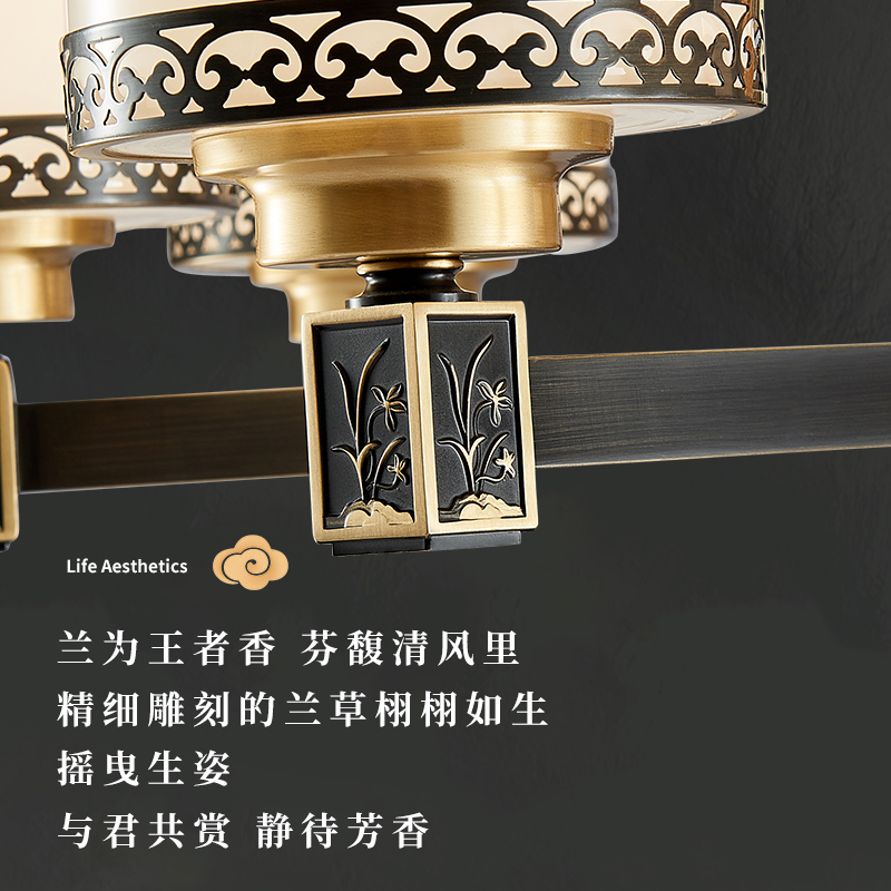 西顿照明全铜新中式吊灯轻奢客厅灯餐厅吊灯全铜别墅中国风珐琅彩9207