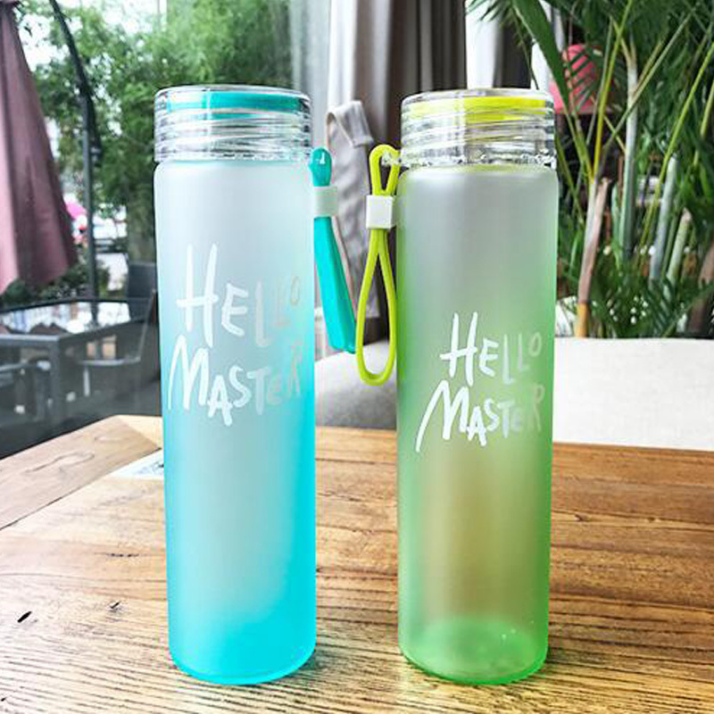 喜彩 七彩玻璃杯 渐变色便携水杯随手杯磨砂水杯学生透明杯子创意杯tz-8012
