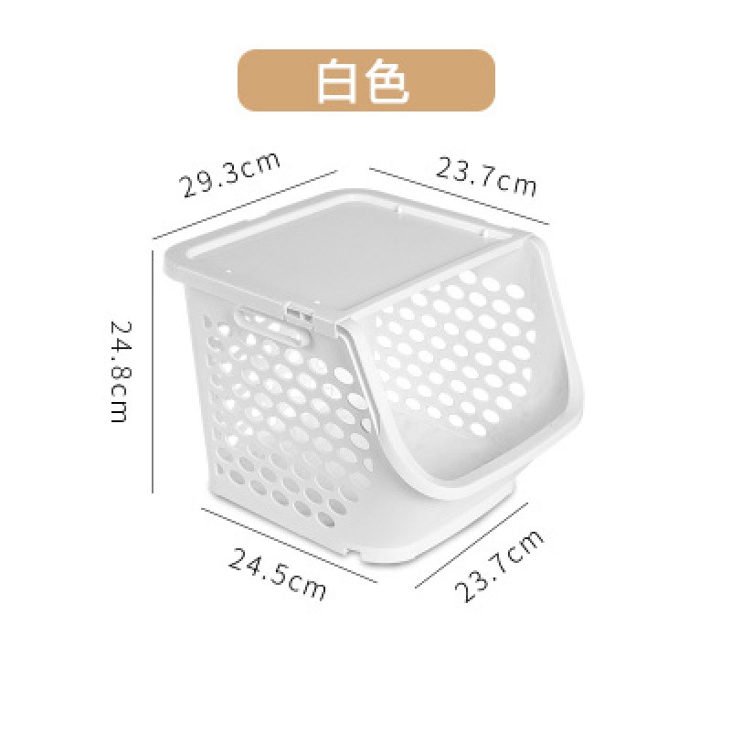 北欧厨房蔬菜水果置物架落地塑料可叠加收纳筐零食杂物玩具收纳篮收纳层架 三维工匠高清大图