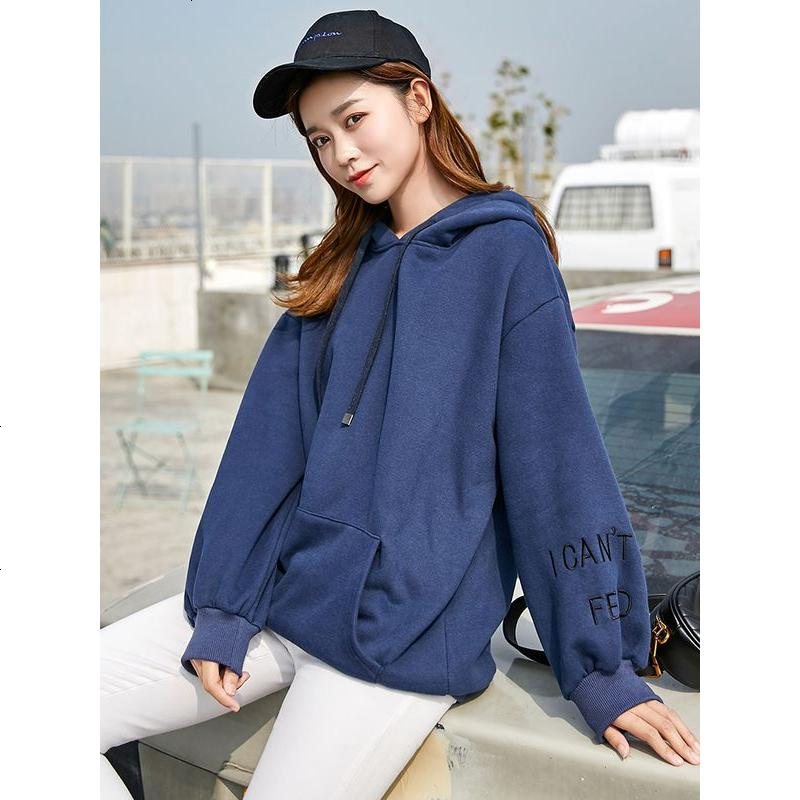 2019新款连帽卫衣女秋冬季韩版加绒cec春长袖宽松厚上衣潮流外套
