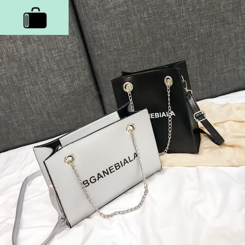 包包女2019新款潮简约大气手提包韩版百搭斜挎包大容量单肩链条包NEWLAKE高清大图