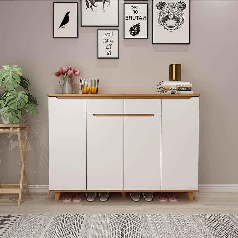 洛滑进门鞋柜北欧实木简约现代门厅柜玄关柜隔断柜储物柜挂衣架衣帽柜