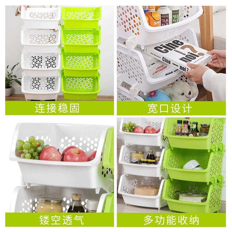 厨房蔬菜置物架落地收纳筐储物架果蔬菜篮架调料家用多层放菜架子收纳层架 三维工匠高清大图