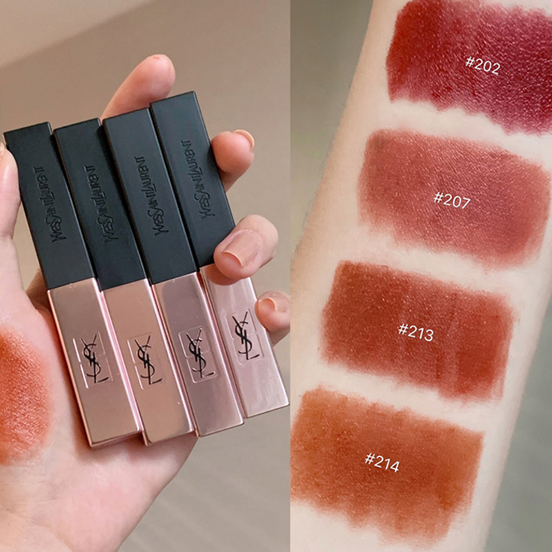 ysl圣罗兰细管柔光口红小粉条哑光口红新色#215琥珀烤奶 持久显色 裸