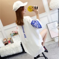 短袖T恤女2018夏装新款韩版宽松百搭印花中长款打底衫上衣服女潮