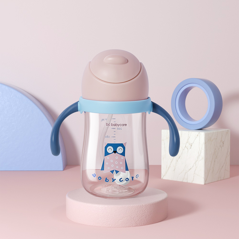 babycare婴儿学饮杯防漏防呛吸管杯奶瓶两用 儿童水杯喝水鸭嘴杯240ml珀尔里粉