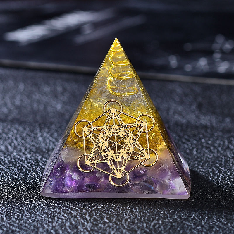 奥根能量金字塔天然水晶摆件送朋友送闺蜜最好生日礼物招财聚财底5