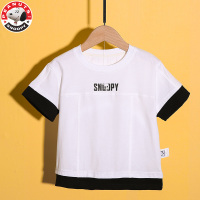 史努比(SNOOPY)儿童拼接短袖撞色T恤2022夏季新款男中小童半袖上衣潮童装L029