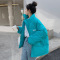 克莱因蓝羽绒棉服女短款2024新款宽松面包服学院风冬季棉衣外套